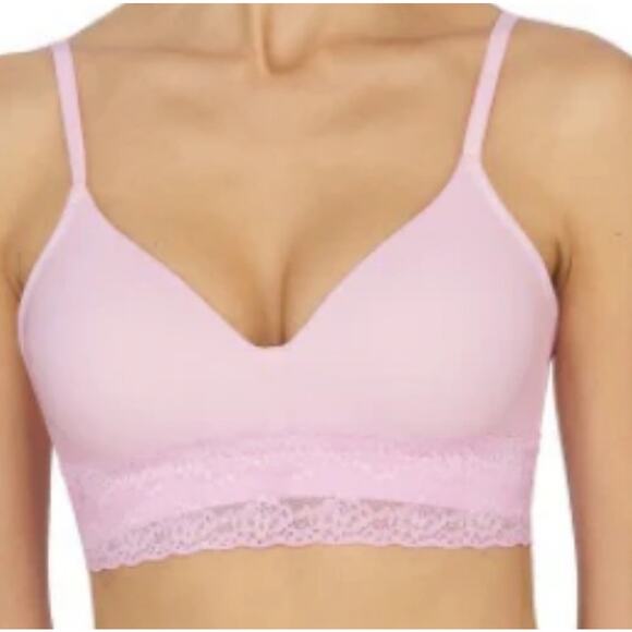 Natori Pink Lacy Bra Nordstrom Bliss Perfection Contour Soft Cup 32DDD Wireless - Picture 1 of 8